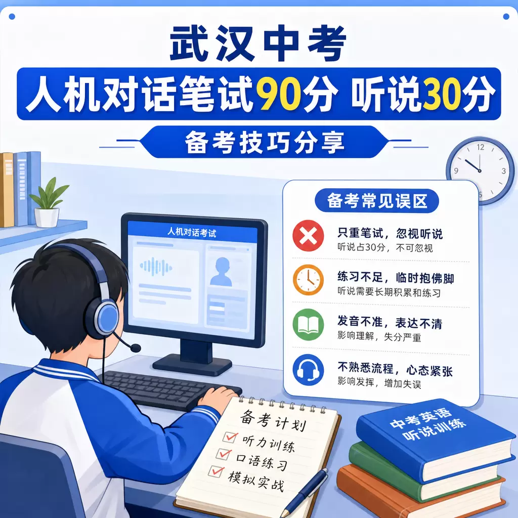 武汉中考人机对话笔试90分听说30分备考技巧分享
